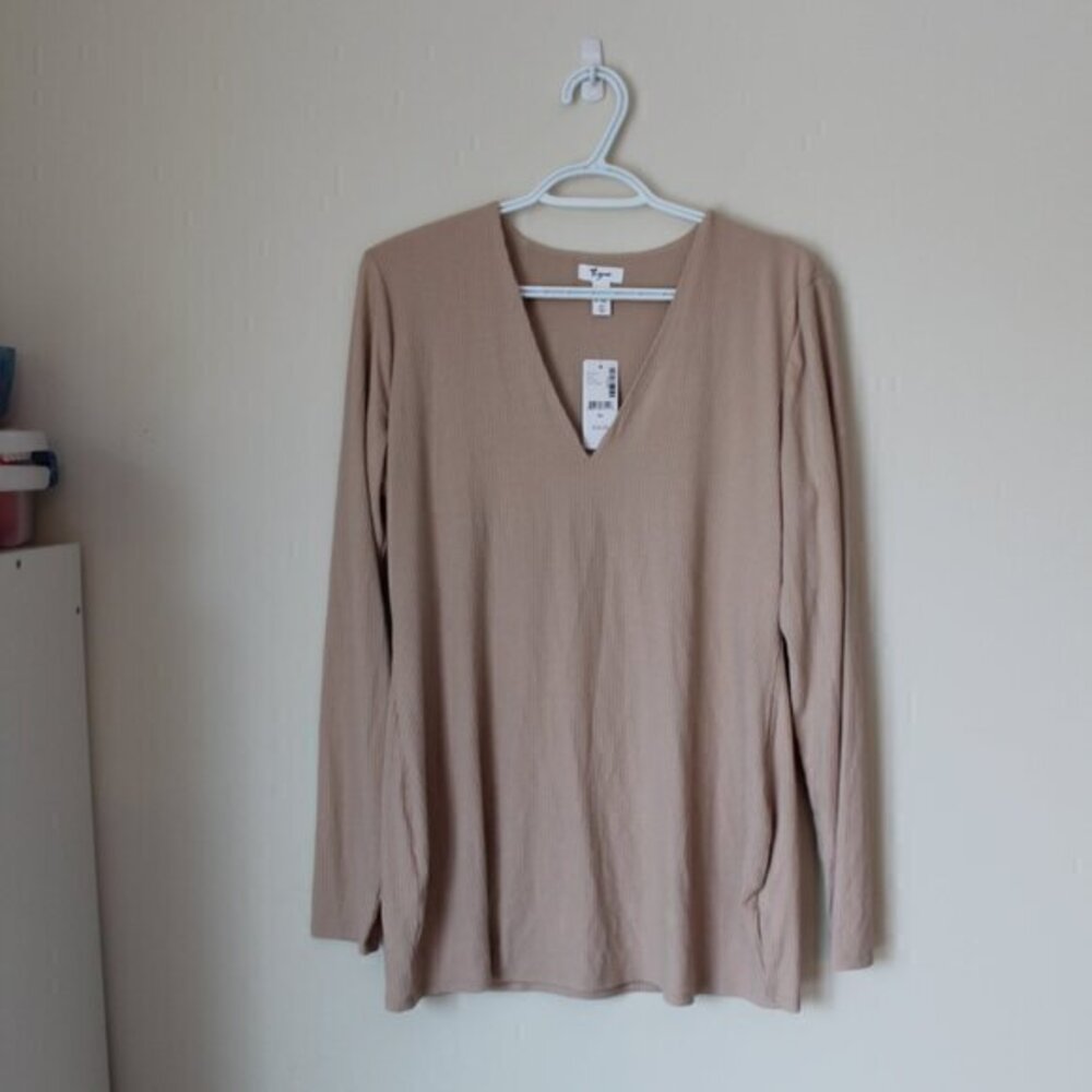 XL Thyme Maternity Ribbed Shirt